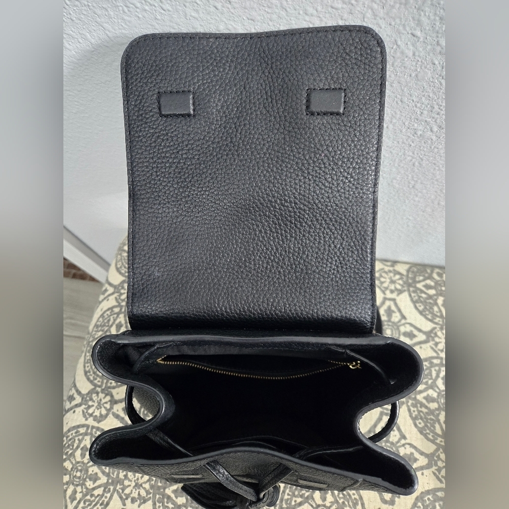 Tory Burch Mcgraw Black Leather Backpack with Tassel - Picture 15 of 16